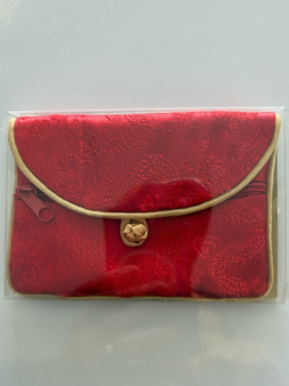 NWT Red Brocade Embroidered Coin Pouch & Jewelry Organizer